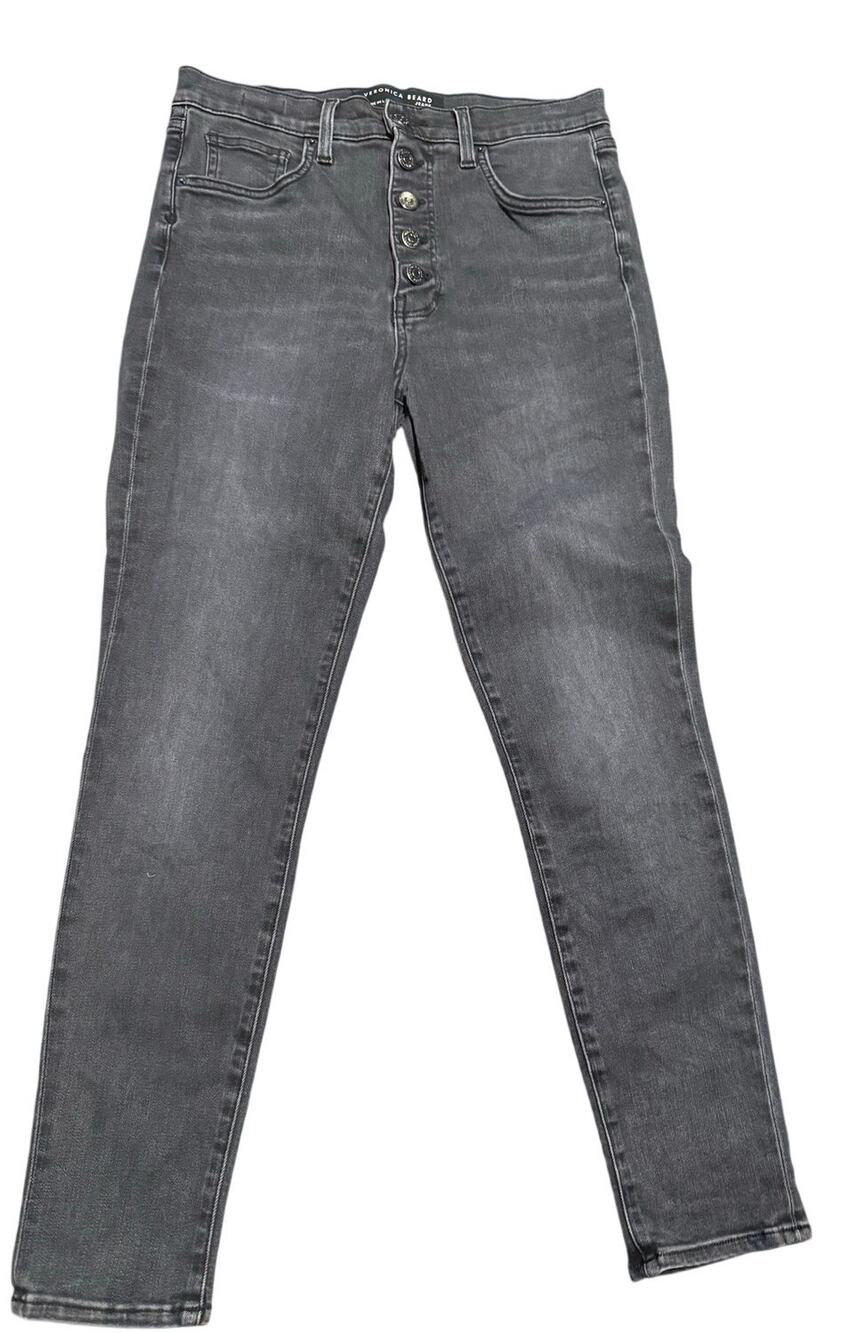 Veronica Beard Debbie Ankle Button Fly Skinny Jeans, Washed Black, Women Size 30
